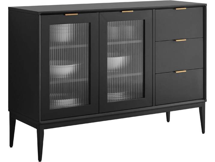 OTTO home Sideboard Lavisha, FSC-zertifiziertes Holz kombiniert Melamin, verchromten Metallgriffen