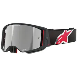 Alpinestars Supertech Corp, Crossbrille verspiegelt - Schwarz/Rot Silber-Verspiegelt