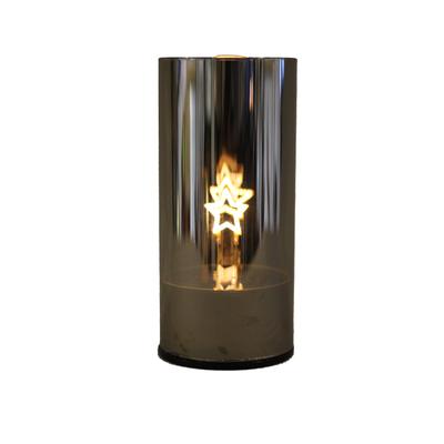 OTTO HOME LED Tischleuchte "Spiegelglas Licht IRELLA rotierendes Motiv", silber (braun, sterne), Ø 9cm H: 19,5cm, 1 Stk., Leuchten, 9x9cm, H. 19,5 cm. Batteriebetrieb (3 AA) mit Timer, LED Tischleuchte