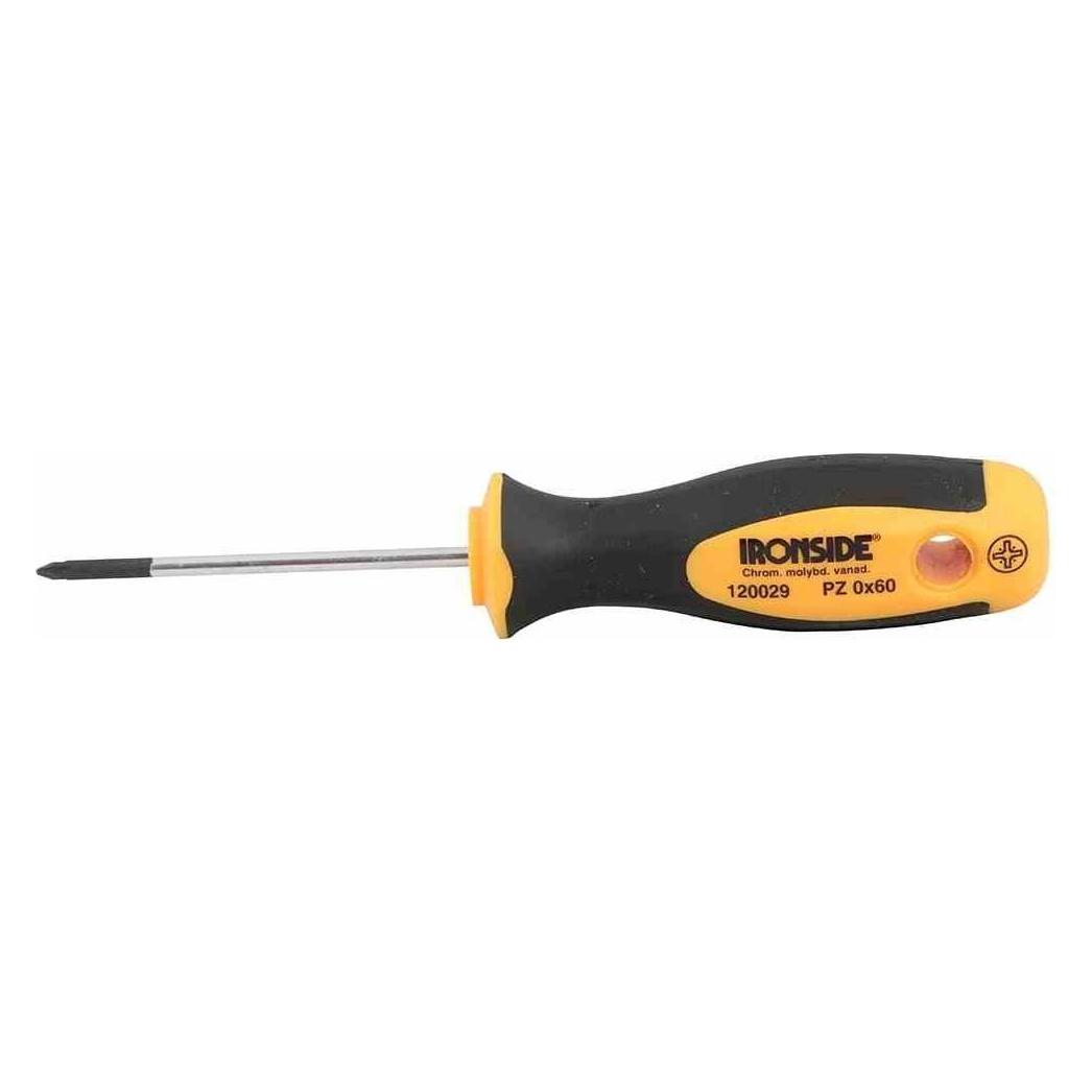 Ironside 120029 Werkstattschraubendreher PZ 0 x60 2-Komponenten-Griff Chrom-Vanadium-Stahl (120029)