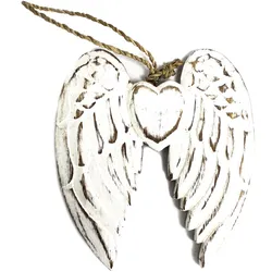 Hand Crafted Small Double Angel Wing & Heart - 15cm