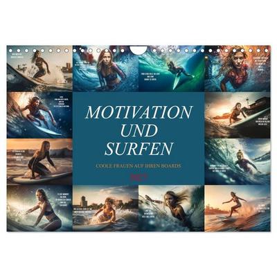 Motivation und Surfen (Wandkalender 2027 DIN A4 quer), CALVENDO Monatskalender