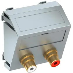 OBO 6105084 Multimediaträger Audio-Cinch 2x Kupplung, Buchse-Buchse 45x45mm Polycarbonat alu lackiert MTS-2R F AL1