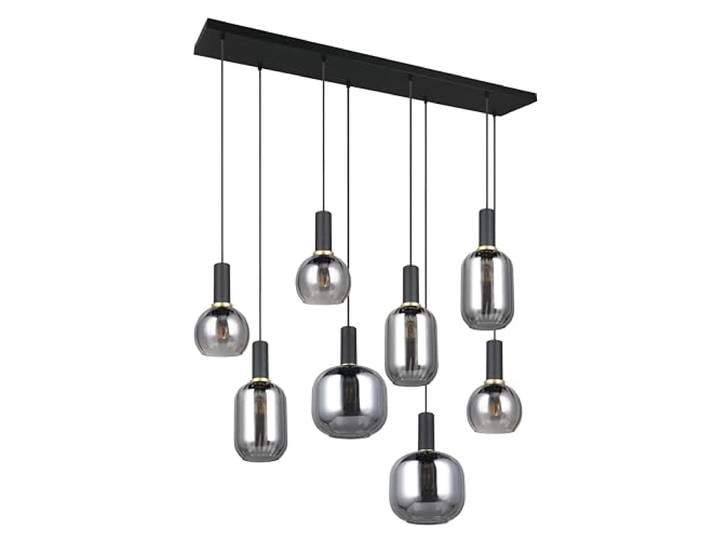 Trio Leuchten Suspension DIVA 319800832\, métal noir mat\, verre chrome vaporisé\, excl. 8x E27