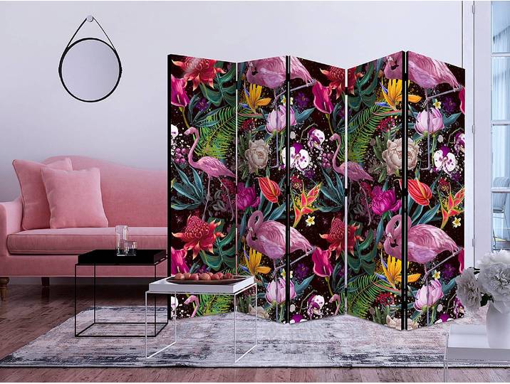 Paravent Colorful Exotic 1-seitig Vlies auf Kiefer Massiv Multicolor 225 x 172cm