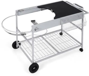 Costway Outdoor Movable Grill Table for 18/22 Inch Weber Original Kettle for Camping-Black