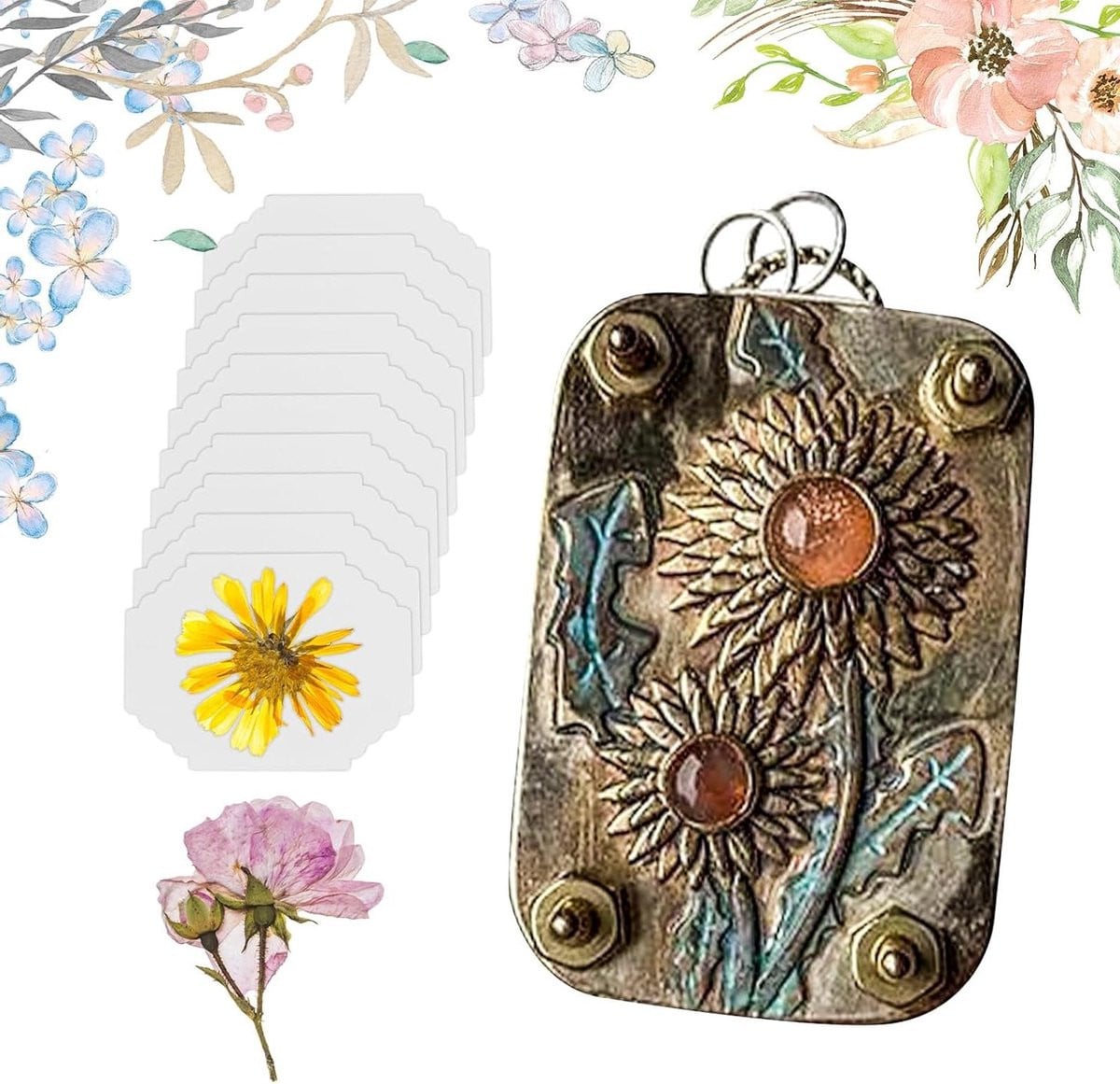 Bloemenpers Mini Goudkleurig - Compacte Plantendroger voor Natuurdecoratie