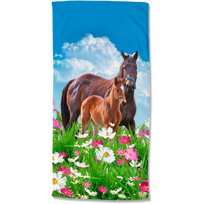 Strandtuch GOOD MORNING "Dora", bunt (multi), B:75cm L:150cm, Microfaser, Obermaterial: 100% Polyester, Handtücher, Mikrofaser, 75x150, Schnelltrocknend, Strand, Kind, Mädchen, Pferd