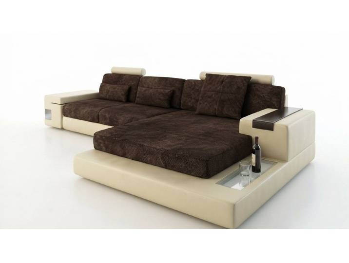 JVmoebel Ecksofa LForm Wohnlandschaft XXL Textil Leder mit USB-Anschluss, Made in Europa