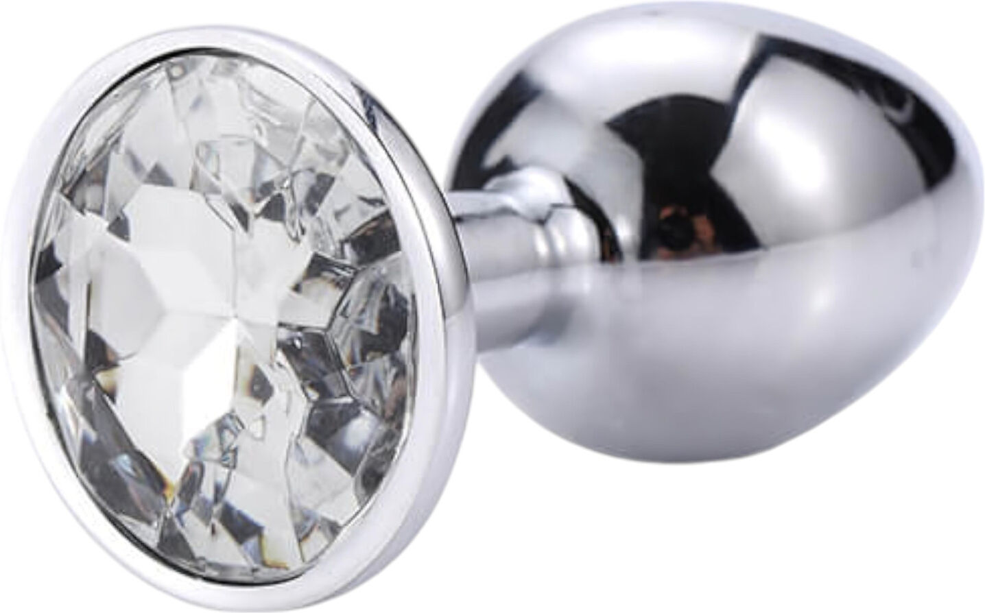 Sunfo - Metal Anal Plug with White Gem (Silver)