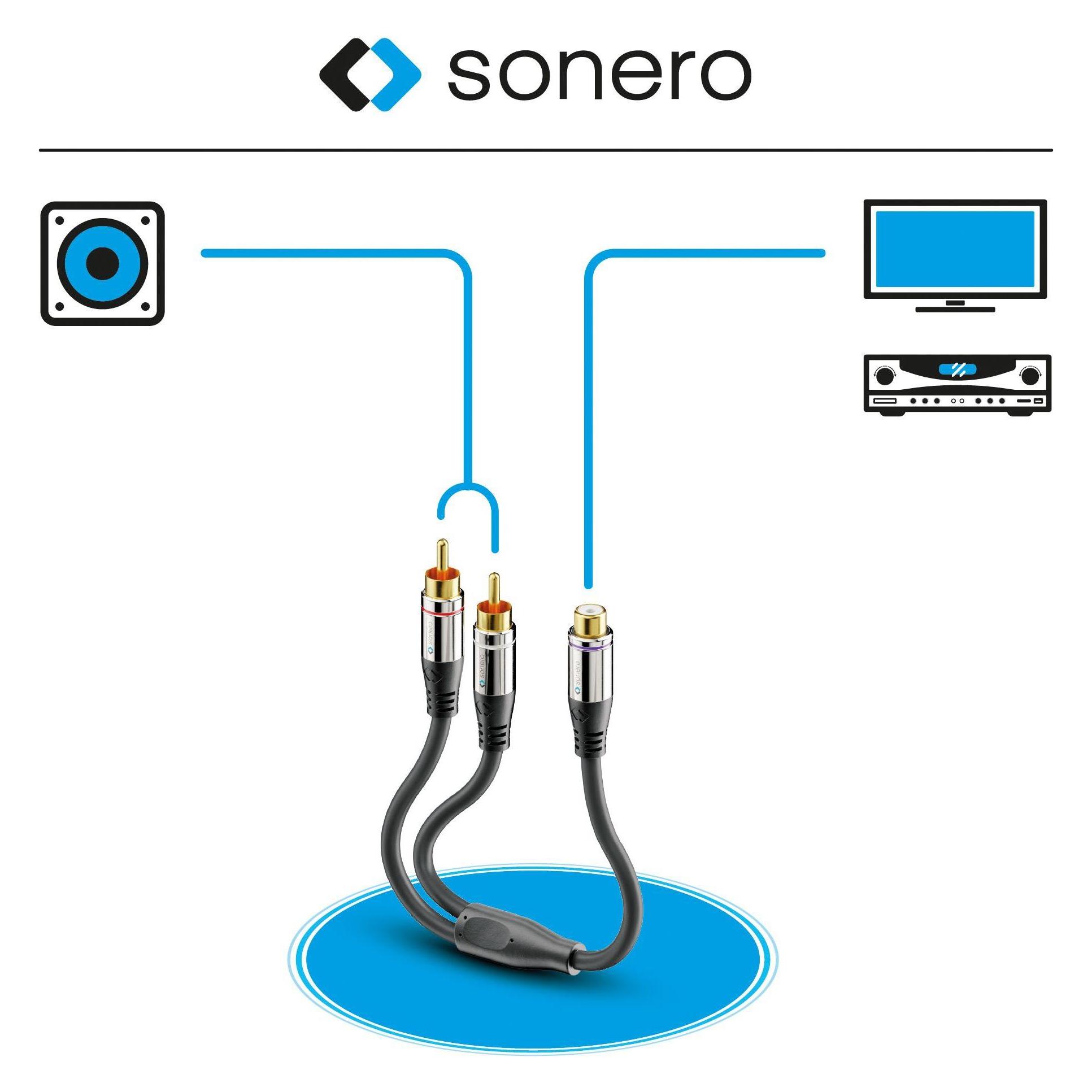 Sonero Audioadapter 0,20 m, 2x Cinchstecker auf Cinchbuchse (0.20 m, Cinch Kabel) (S-ACA011)