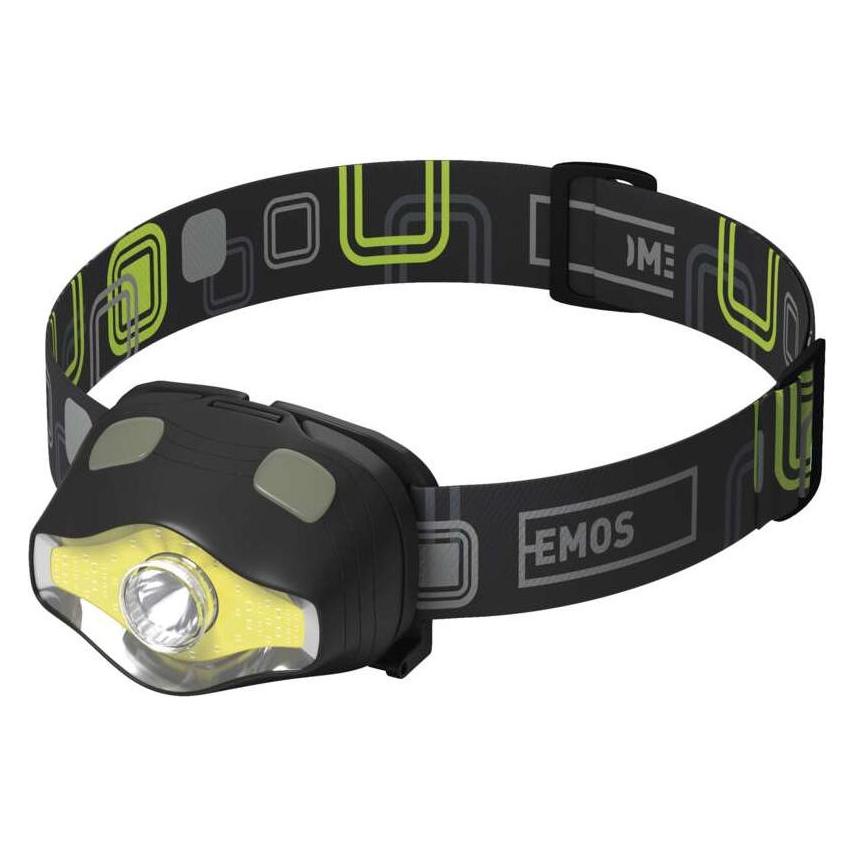 Emos COB LED + LED Stirnlampe P3536, 220 lm, 100 m, 3x AAA (220 lm) (43038399)