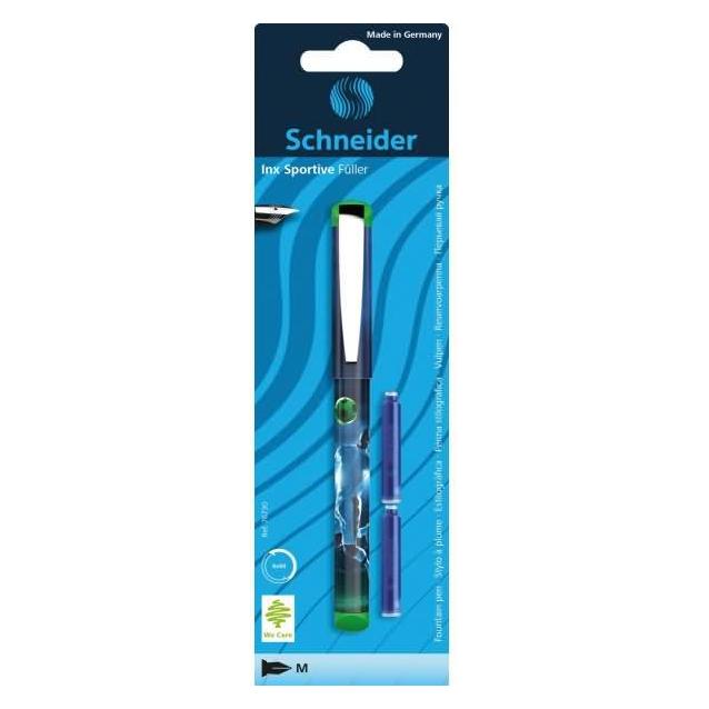 Schneider Füllhalter Inx Sportive M schwarz 1er Blisterkarte inkl. 2 Tintenpatronen (1x) (76730)