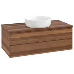 Villeroy und Boch Antao Waschtisch-Unterschrank L20012HM mit Beleuchtung, 100x36x50cm, Waschbeckenplattenfarbe warm walnut, warm walnut
