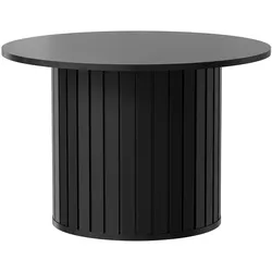 COUCHTISCH Zalia mit geriffeltem Sockel, runde Tischplatte 70 cm, im Retro-Stil, Schwarz