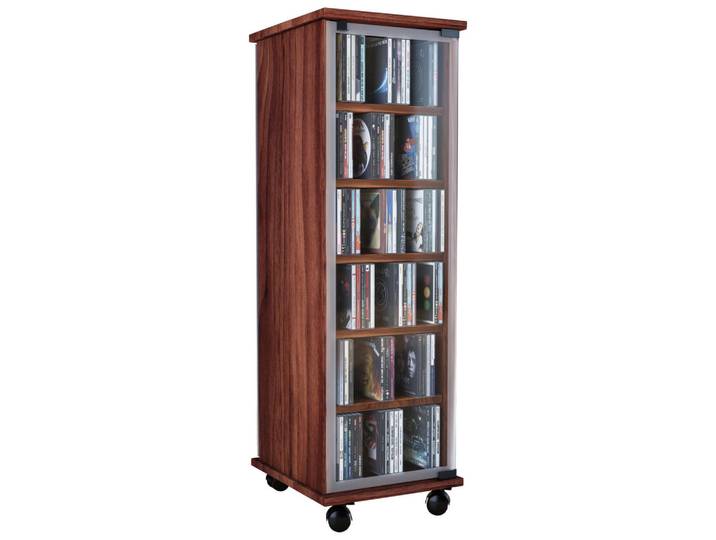 Mid.you Cd-Regal, Nussbaum, Glas, 10 Fächer, 31x97.5x35 cm, Wohnzimmer, Regale, CD & DVD-Regale