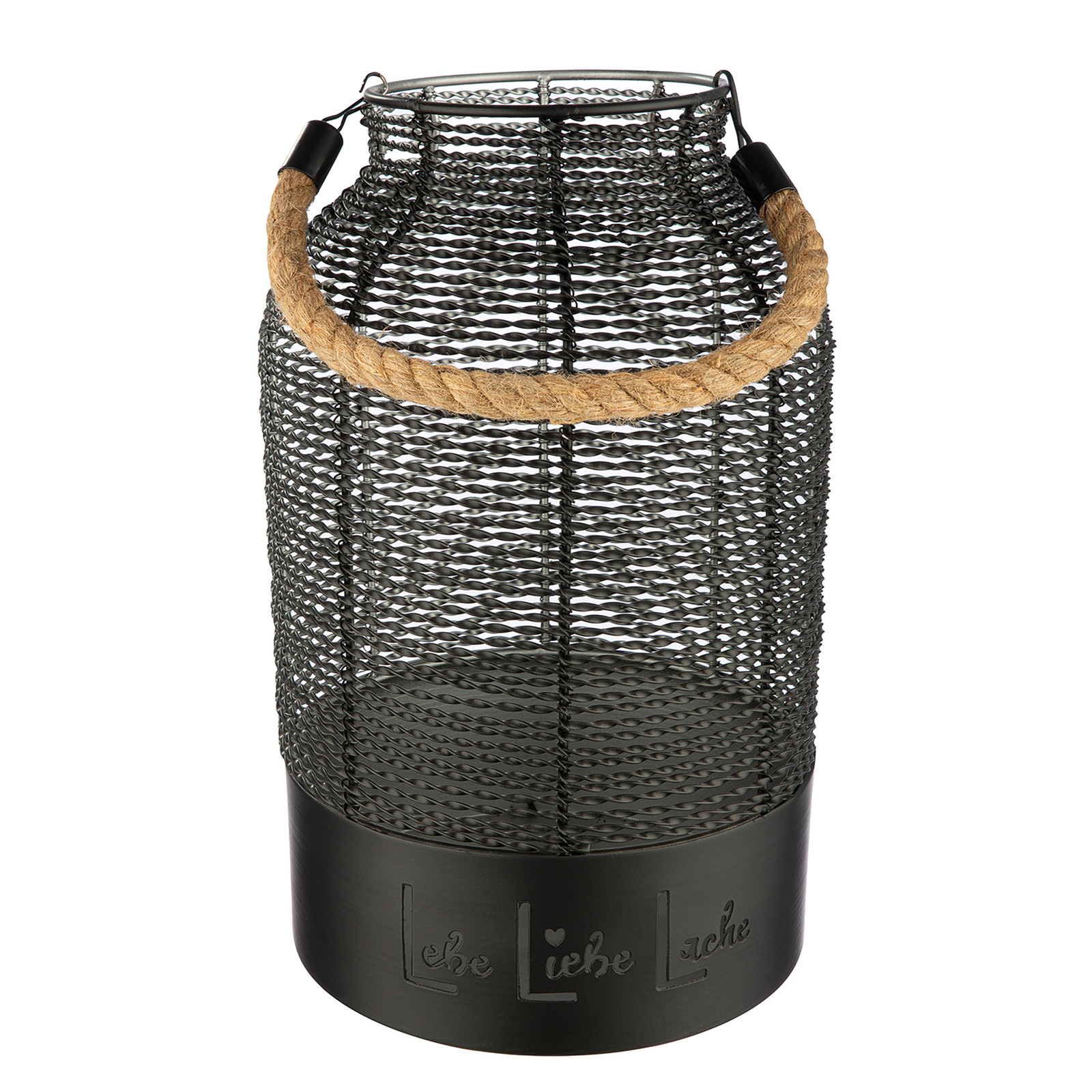 home24 Windlicht Lebe Liebe Lache zwart B: 20 cm, D: 20 cm, H: 33 cm