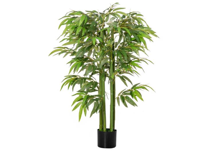 ComfortXL Kunstpflanze Bambus De-16630 140 cm, realistische Blätter, biegbare Zweige Grün, Kunststoff, 140 cm, Dekoration, Blumen & Blumentöpfe, Kunstpflanzen