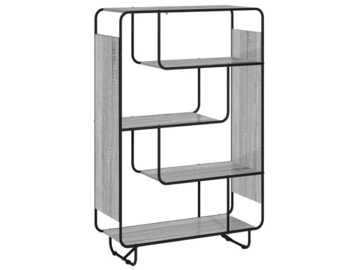 GHVBNMF Highboard Sonoma-Grau 93.5x37.5x144 cm Offenes Standregal Fünf offene Ebenen bieten geordneten Stauraum für Küche oder Wohnbereich, stabil gestützt von geraden Metallbeinen.