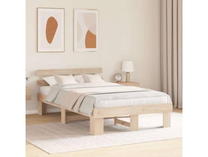 KTHLBRH Bettgestell Kiefer massiv natur 120 x 200 cm Minimalistisches Design, feste Latten, Unterstützung 200 kg, leicht zu reinigen