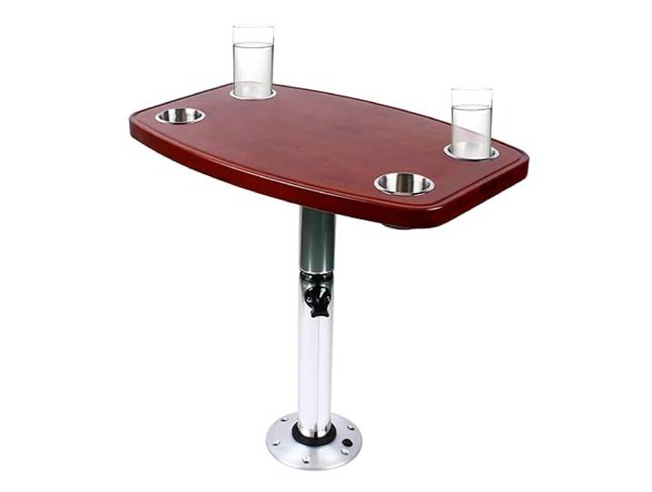 Tischplatte Verstellbarer Tischsockel, Tisch mit 4 Getränkehaltern Teleskop Tischbeine, Wohnmobil Bootstisch RV Teleskopisch Tisch, 25kg Tragkraft, 55.5-70.5 cm Höhe, für RV, Camping, Boot, Yacht