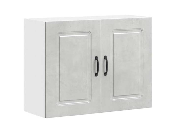 HKTMGDNG Küchen-Hängeschrank Kalmar Betongrau Holzwerkstoff 80x31x60 cm Vielseitiger Wandschrank mit 2 Türen für Küche, Flur oder Schlafzimmer. Bietet sauberen Stauraum für Töpfe und Teller.