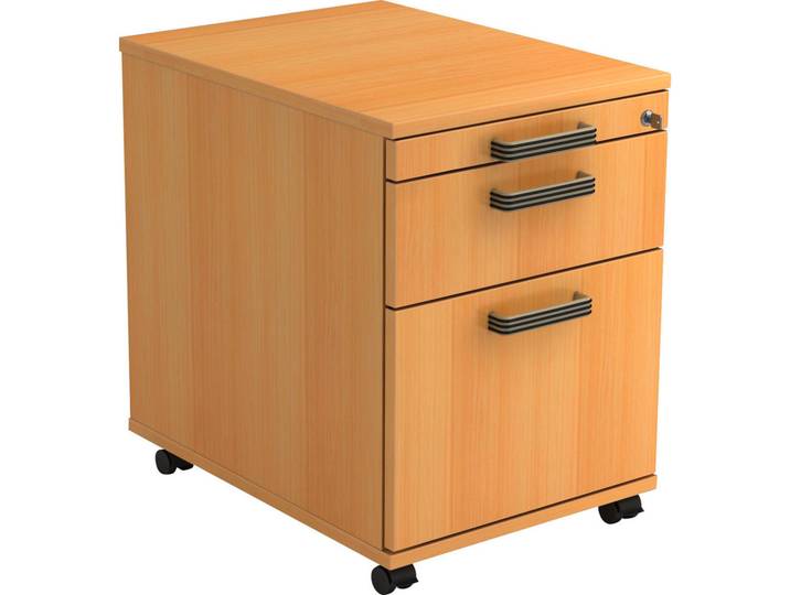 Venda Rollcontainer, Buchefarben, 3 Schublade(n) Schubladen, 42.8x59x58 cm, Fsc, DIN EN ISO 14001, Beimöbel erhältlich, Büromöbel, Schreibtischcontainer, Rollcontainer