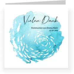 Dankeskarte Kommunion: Fischschwarm in Weiß