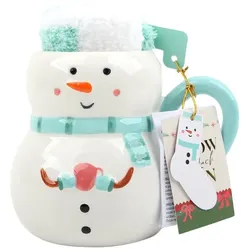 DOLCE VITA GIFTS Tasse & Socken Snowman Geschenkpackung - weiß|türkis