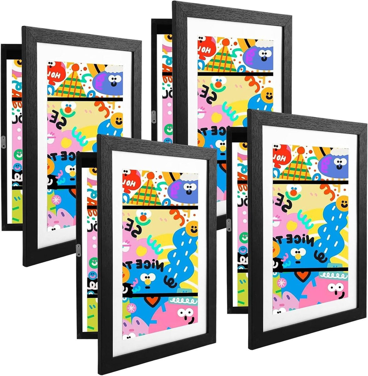 Zwarte magnetische fotolijst voor kinderkunst, A4 formaat