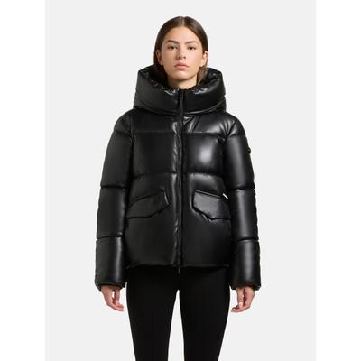 Steppjacke KHUJO "Aurora", Damen, Gr. XL (42), schwarz, Obermaterial: 100% Polyurethan. Innenfutter: 100% Polyester. Wattierung: 100% Polyester. Beschichtung: 100% Polyurethan, loose fit hüftbedeckend, hoch geschlossener Ausschnitt, Ärmel ohne...