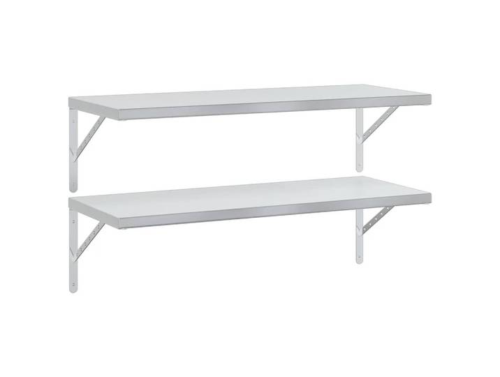 vidaXL Wandregale 2Er Set 100/40 Cm Silbern Edelstahl, Silberfarben, Metall, 40x28x100 cm, Wohnzimmer, Regale, Wandregale