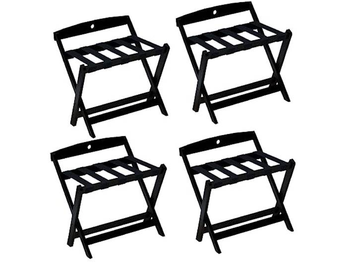 Kofferständer Gross - Gepäckablage, Home Massivholz-Faltbarer Gepäckträger, Schwarzer Professioneller Hotel-Kofferständer, Reisetaschen-Schlafzimmer/Gästezimmer-Aufbewahrungsregal, 60X50X60CM (Size :