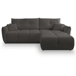 ECKSOFA MODA S Grau Geflochtener Stoff mit Schlaffunktion