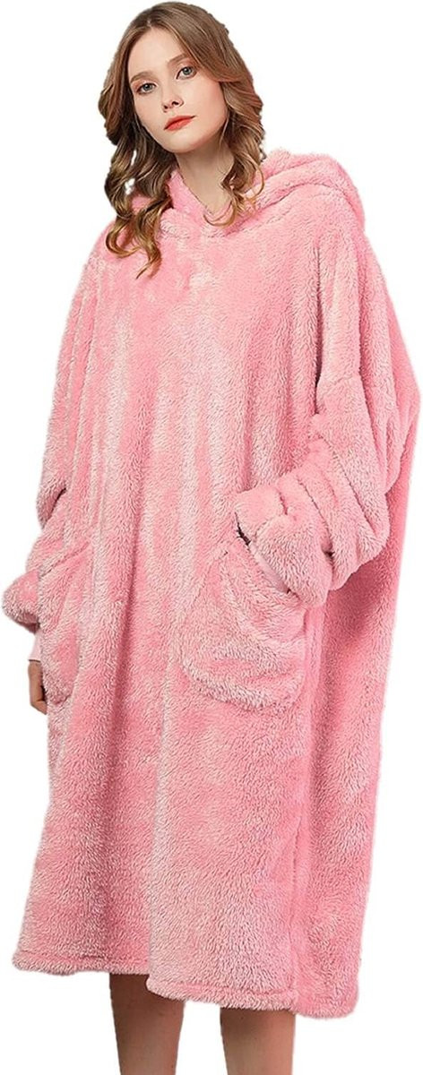 Warm fleece dekentje met capuchon voor volwassenen