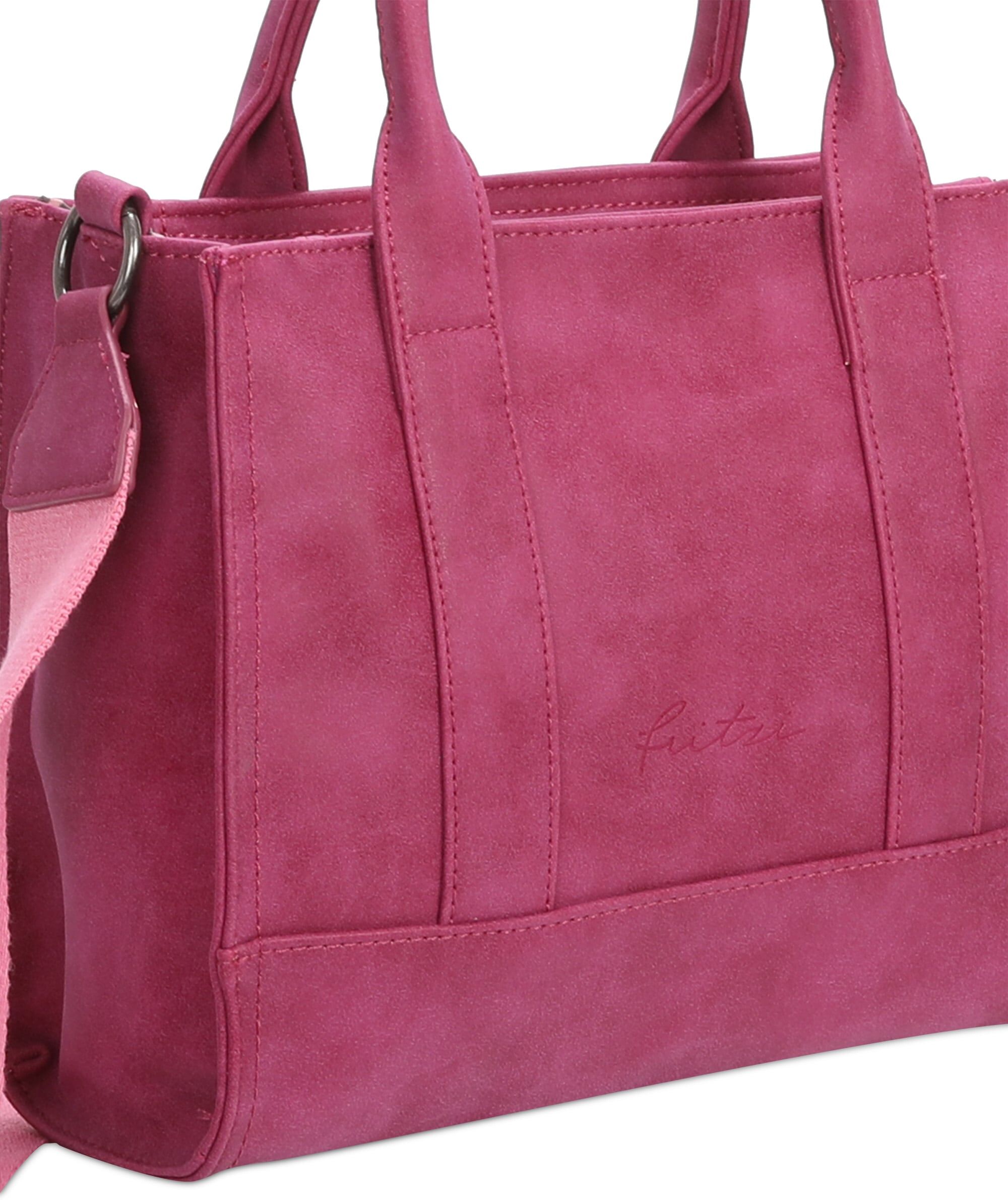Fritzi Aus Preußen Henkeltasche FRITZI AUS PREUSSEN "Fritzi SquareN", Damen, Gr. B/H/T: 11cm x 26cm x 21cm, lila (beere), Lederimitat, unifarben, Taschen, mit abnehmbarem Schlüsselband