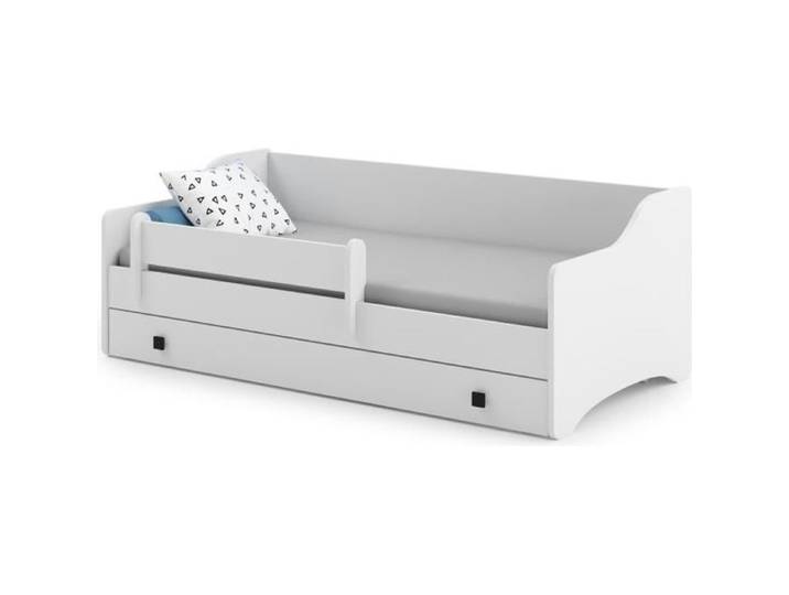 Lit enfant ERYK 80x180 avec matelas + sommier + tiroir en blanc