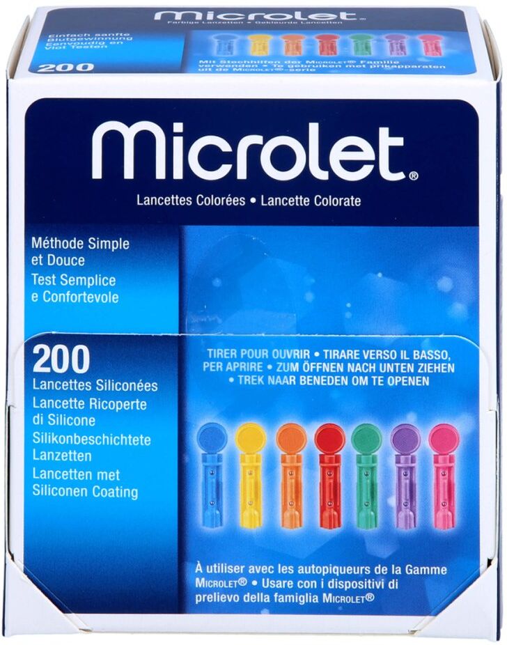 Microlet Lanzetten farbig 200stk