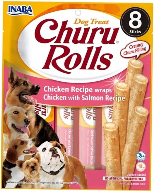 Churu Dog Rolls Receita De Frango Com Salmão 8 Unds 96g