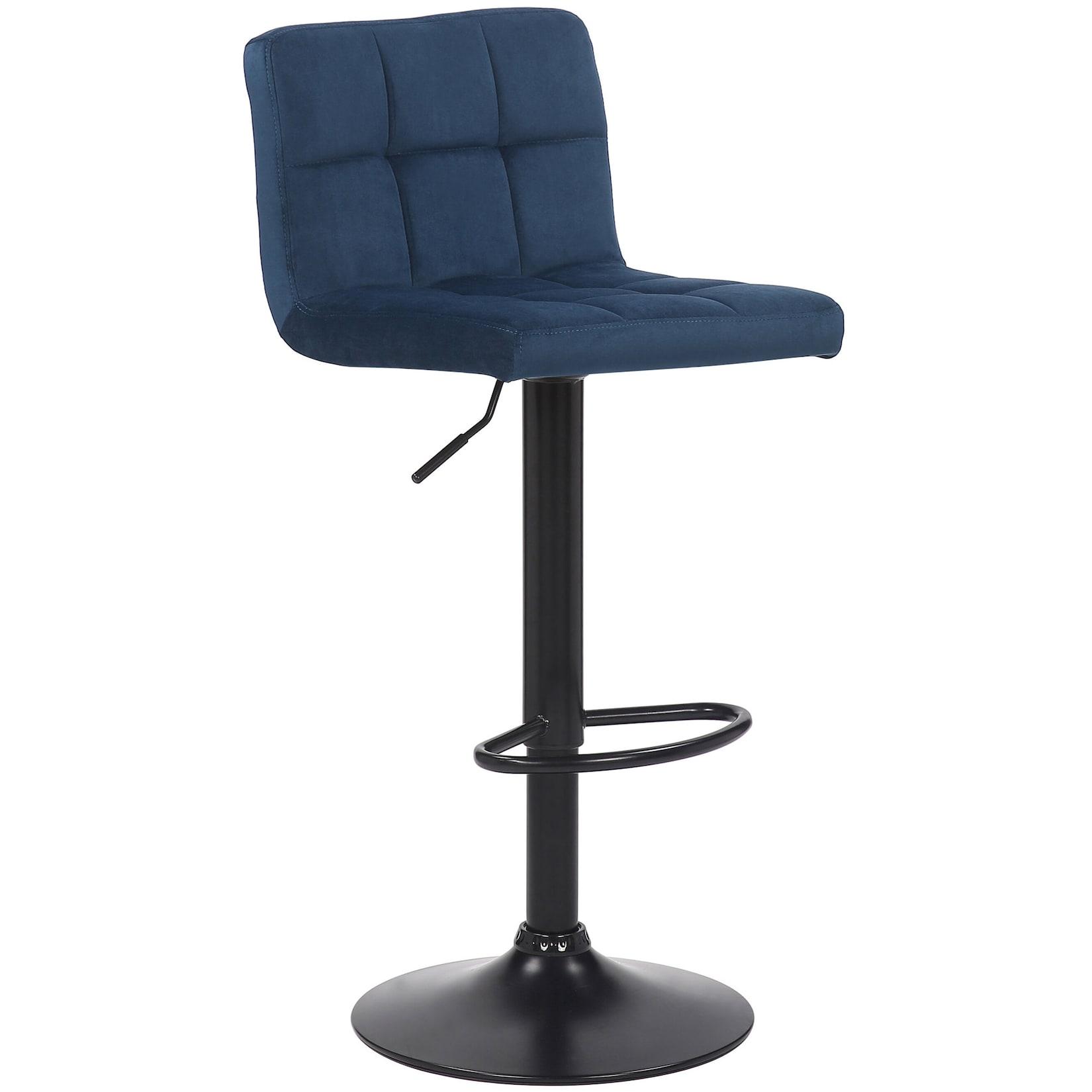 TPFLiving Barhocker Fani Gestell schwarz Samt Blau