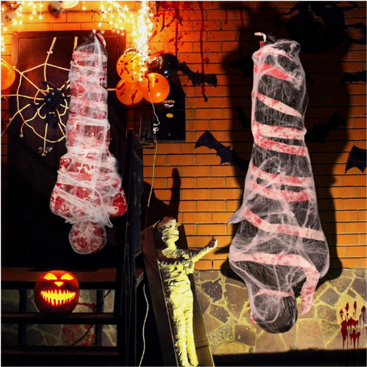 Thuys Set van 2 hangende Halloween lijkdecoraties met LED-licht