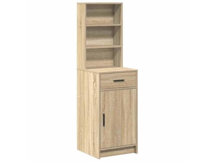 KGFHERENB Highboard Sonoma-Eiche 40x40,5x135 cm Holzwerkstoff Schmaler Kommodenschrank für Wohnzimmer und Schlafzimmer mit Tür, Schublade und Fach für geordnete Aufbewahrung.