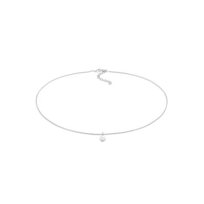 Choker ELLI "Halskette Choker Kreis Plättchen Basic Coin 925 Silber" Gr. 36, silber, Halsketten, Damen, ohne Stein, Silber 925 (Sterlingsilber)