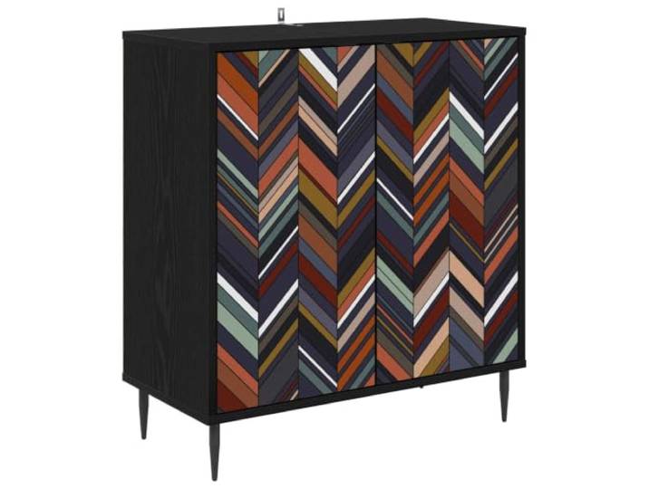 Fisinber Sideboard Schwarz Eichen-Optik Kommode 69x33x76 cm Mehrzweckschrank aus Holzwerkstoff mit 2 Türen fürs Esszimmer und Wohnzimmer. Erhöhte Standfüße verbessern Luftzirkulation.
