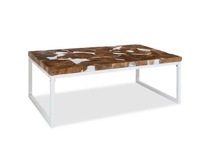 Table basse pratique Table multimédia pour salon Teck Résine 110x60x40 cm 5840LX