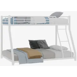 STILVORA Metall Etagenbett 196x146 Twin over Full aus Stahl, oben Einzelbett unten Doppelbett, Sicherheitsgeländer, geräuscharm Weiß