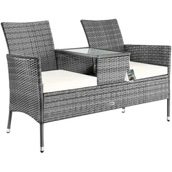Casaria Casaria Polyrattan Kino Bank Grau/Beige 143x64x87cm