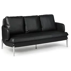 Leder Sitzgarnitur LUXOR, 3 Plätze, schwarz