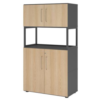 bümö flexi Aktenschrank groß abschließbar mit Regal in Graphit/Eiche