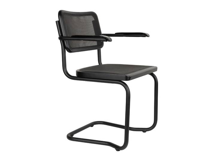 Sessel Carree 2er-Set, Schwarz mit Armlehne, Mesh von Dutchbone